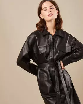 Платье кожаное M