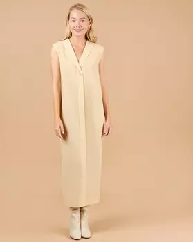 Платье миди без рукавов со шлицей S