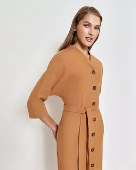 Платье миди на пуговицах (Песочный)