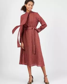 Платье миди с бантом M