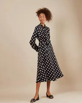 Платье миди с бантом в горох M