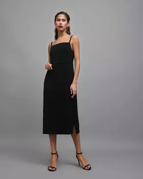 Платье на бретелях с разрезами (чёрный)
