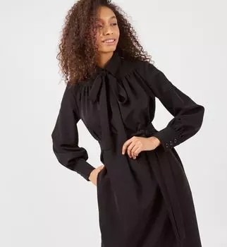 Платье на поясе с бантом S