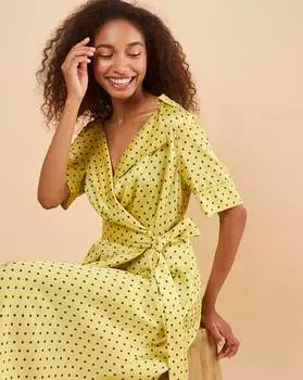 Платье на запах с лацканами L