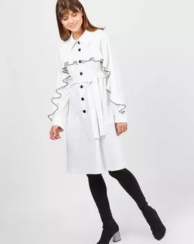 Платье объемное с воланами на плечах S