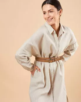 Платье-рубашка на поясе One size