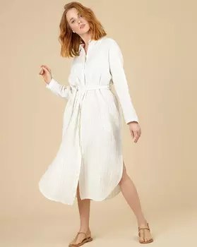 Платье-рубашка на поясе One size