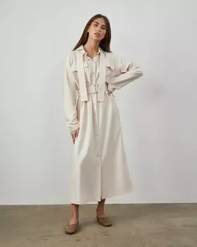 Платье-рубашка с поясом на воротнике XS