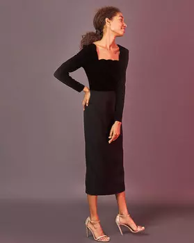 Платье с бархатным лифом S