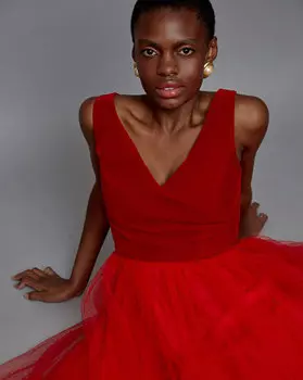 Платье с юбкой из сетки XS