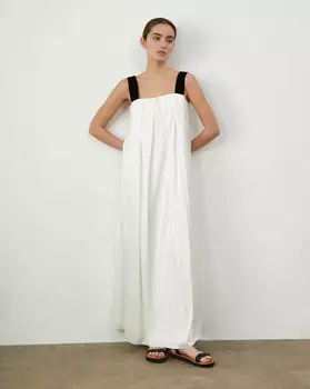 Платье широкое на бретелях (Молочный)