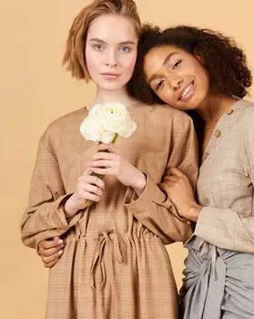 Платье в клетку на кулиске S