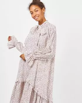 Платье в точку с рюшами One size