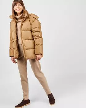 Пуховик укороченный с капюшоном M