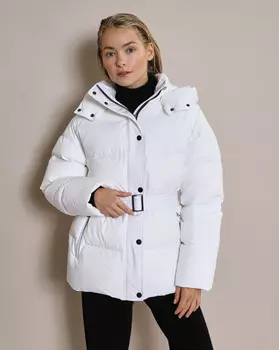 Пуховик стеганый с поясом