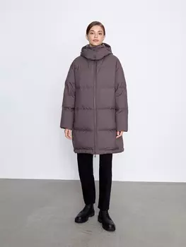 Пуховик удлиненный c капюшоном
