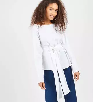 Рубашка однотонная с бантом M