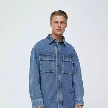 Рубашка джинсовая с карманами