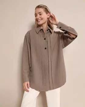 Рубашка с вырезами на рукавах (Коричневый меланж)