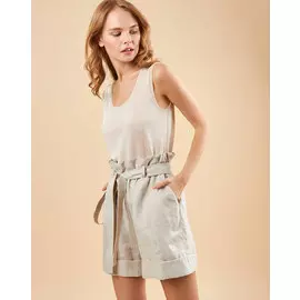 Шорты с кантом льняные M