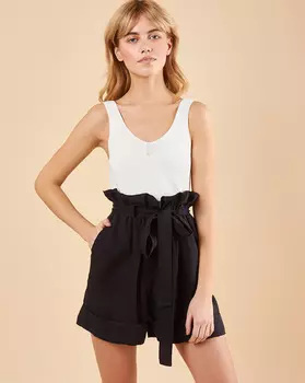 Шорты с кантом льняные XS