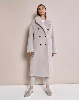 Шуба из эко-меха двубортная