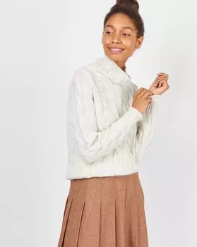 Свитер с косами меланж S