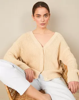 Трикотажный жакет с имитацией застежки на спине XS