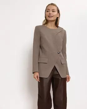 Жакет с фигурной горловиной (Кофейный)