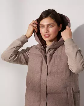 Жилет-пуховик с капюшоном (Кофейный меланж)