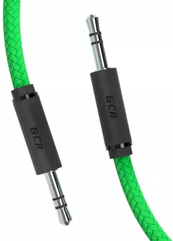Аудио-кабель Greenconnect AUX jack 3,5 mm 1.5 м (зеленый нейлон, черные коннекторы) (GCR-51739)