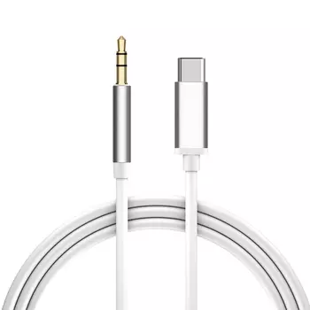 Аудио-кабель Greenconnect TypeC AUX jack 3,5mm (белый, серебряный) (GCR-52328)