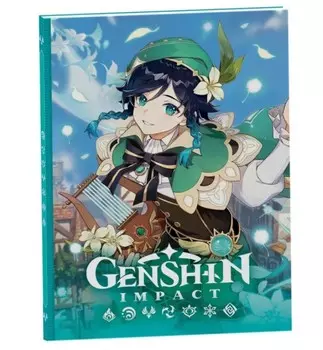 Блокнот Genshin Impact с наклейками (зелёный)