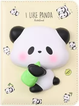 Блокнот со сквишем I Like Panda: Панда белый / желтый (формат A5)