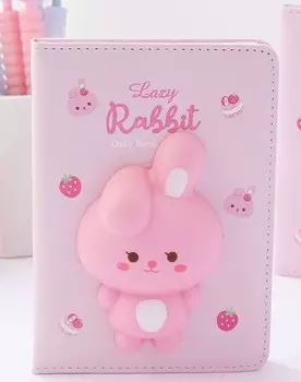 Блокнот со сквишем Lazy Rabbit: Кролик розовый (формат A6)