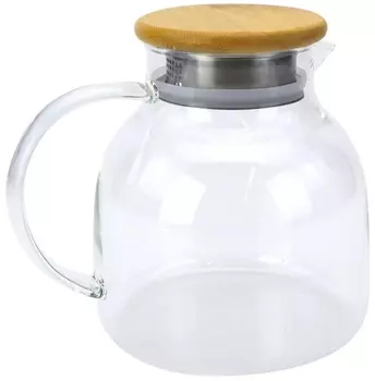 Чайник заварочный с бамбуковой крышкой и ситечком (1200 мл / стекло)