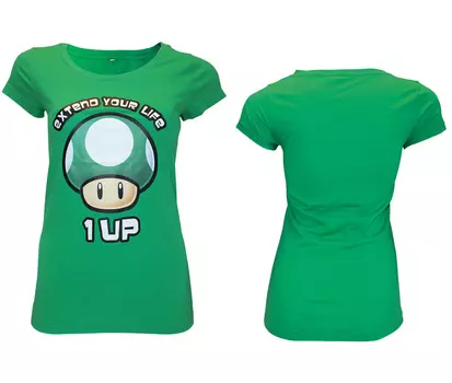 Футболка Super Mario: Extend Your Life зелёная женская