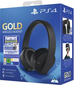 Гарнитура Gold Wireless Headset беспроводна для PS4 (черная) (CUHYA-0080) + Ваучер «Fortnite»