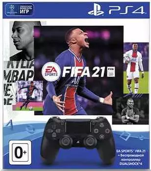 Геймпад DualShock 4 Cont Black беспроводной (черный) (CUH-ZCT2E) + игра Fifa 21 + PS Plus 14 дней
