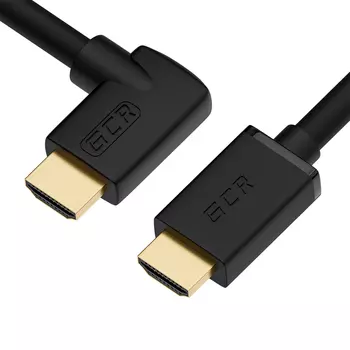 Кабель GCR HDMI 2.0 M / M правый угол черный нейлон 2 м Ultra HD 4K 60Hz 3D (GCR-53297)