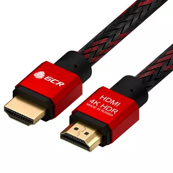 Кабель GCR HDMI 2.0 нейлон 0,3 м Ultra HD 4K 3D 18 Гбит/с (красный) (GCR-52289)