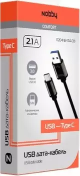 Кабель Nobby Comfort 014-001 USB 3.0–USB Type-C 1м (черный)