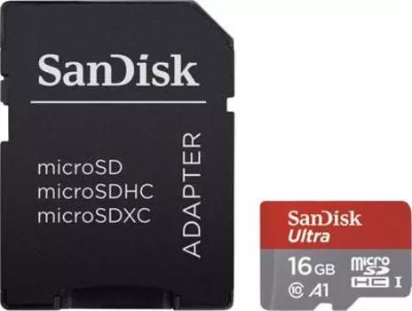 Карта памяти SanDisk Ultra MicroSDHC 16 ГБ A1 Class 10 (SDSQUAR-016G-GN6MA)