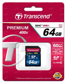 Карта памяти Transcend SDXC 64GB Class 10 UHS-I 400x (Premium)