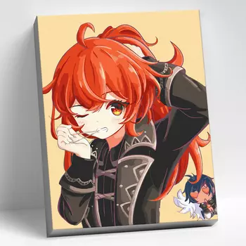 Картина по номерам Genshin Impact: Дилюк – 24 цвета (цветной холст / 30 х 40 см)