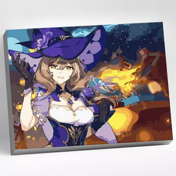 Картина по номерам Genshin Impact: Лиза – 28 цветов (цветной холст / 30 х 40 см) [KK0788]