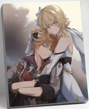 Картина по номерам Genshin Impact: Люмин и Тарталья. 24 цвета (30 x 40 см)