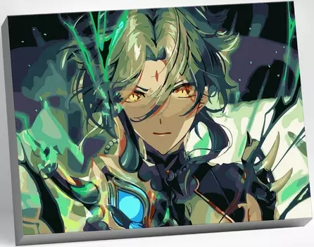 Картина по номерам Genshin Impact: Сяо. 19 цветов (30 x 40 см)