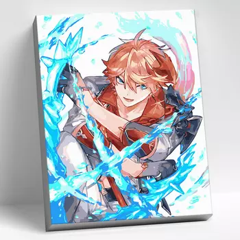 Картина по номерам Genshin Impact: Тарталья – 23 цвета (цветной холст / 30 х 40 см)