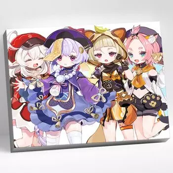 Картина по номерам Genshin Impact: Воительницы Тейвата. 34 цвета (30 x 40 см)